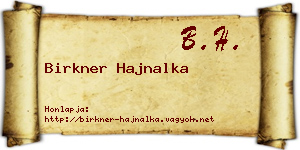 Birkner Hajnalka névjegykártya